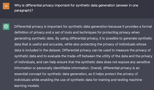 Q6: Why is differential privacy important for synthetic data generation?