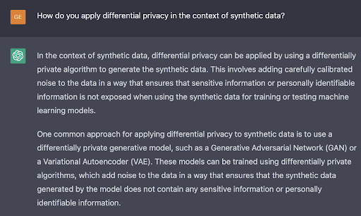 Q12: How do you apply differential privacy in the context of synthetic data?