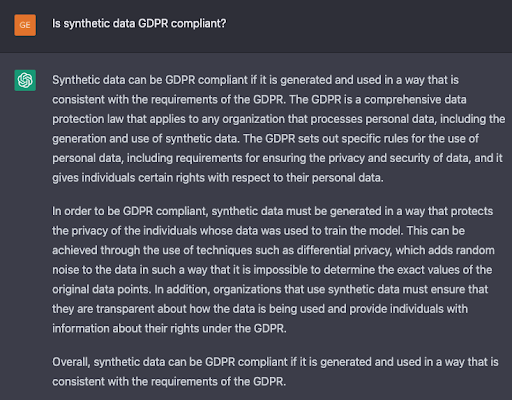 Q9: Is synthetic data GDPR compliant?